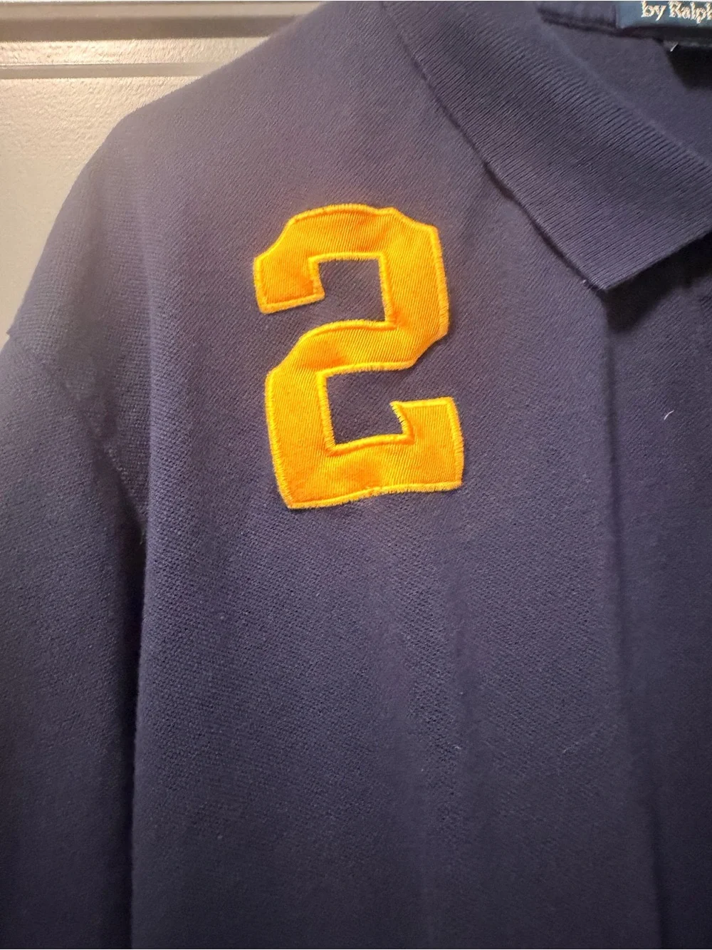 Vintage Polo by Ralph Lauren Navy Polo with Yellow Number Patch XXL